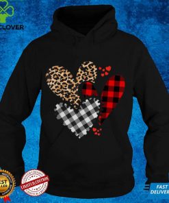 Hearts Leopard Plaid Buffalo Heart Valentines Day Girls Kids T Shirt