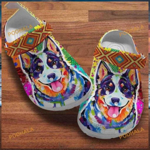 Heeler Dog Watercolor Painting Clog