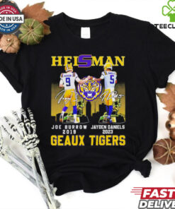 Heisman Geaux Tigers Joe Burrow x Jayden Daniels skyline signature hoodie, sweater, longsleeve, shirt v-neck, t-shirt