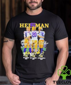 Heisman LSU Tigers Joe Burrow 2019 Billy Cannon 1969 And Jayden Daniels 2023 Signatures T Shirt