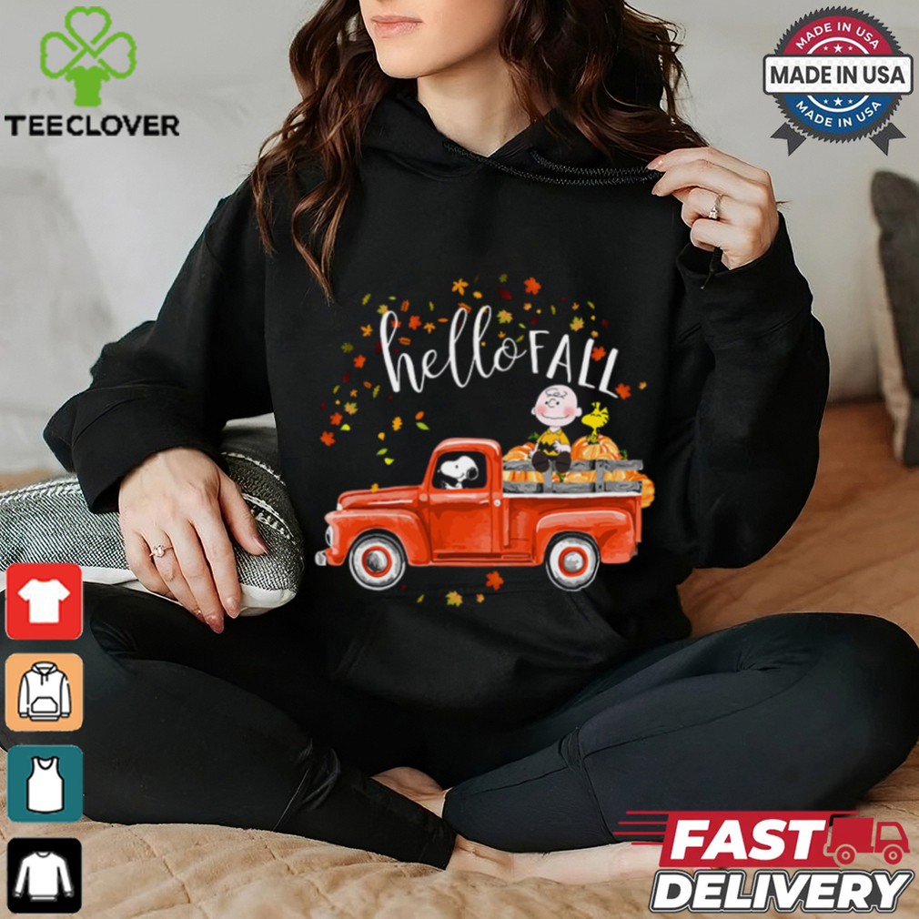 Hello Fall Funny Snoopy Driving Truck Charlie Brown Hardvest T Shirt Hello Fall Funny Snoopy Driving Truck Charlie Brown Hardvest T Shirt