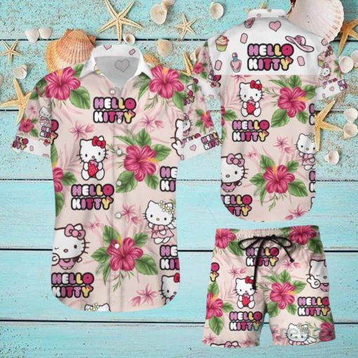 Hello Kitty 3D Hawaiian Shirt & Short For Men And Women