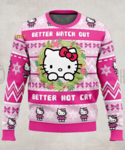Hello Kitty Better Watch Out Better Not Cry Christmas Holiday Ugly Sweater