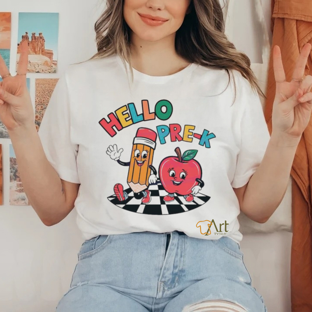 Hello PreK Preschool Pencil And Apple Friends Shirt Hello PreK Preschool Pencil And Apple Friends Shirt