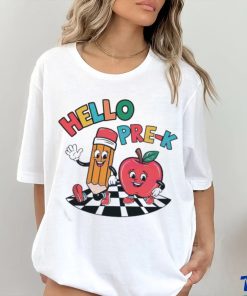 Hello PreK Preschool Pencil And Apple Friends Shirt