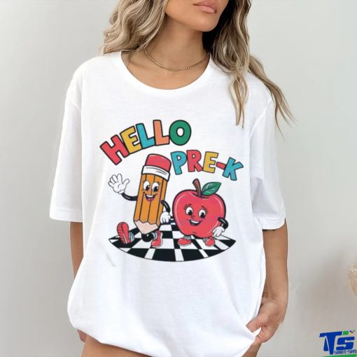 Hello PreK Preschool Pencil And Apple Friends Shirt