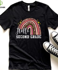Hello Second Grade 2nd Grade Rainbow Leopard Back To School T Shirt