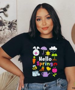 Hello spring and easter day 2024 bunny hello spring toddler t shirt