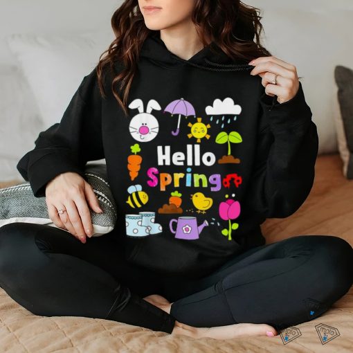 Hello spring and easter day 2024 bunny hello spring toddler t hoodie, sweater, longsleeve, shirt v-neck, t-shirt