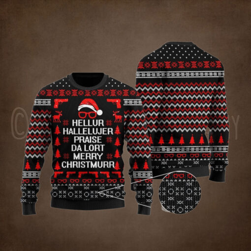 Hellur Hallelujer Praise Da Lort Merry Ugly Christmas Sweater
