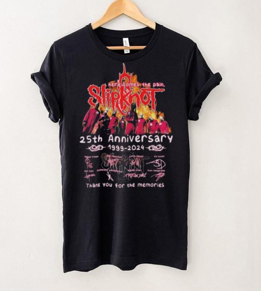 Here Comes The Pain Slipknot 25th Anniversary 1999 2024 Thank You For The Memories Signatures Shirt