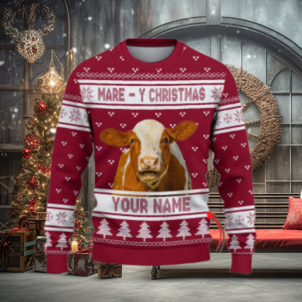 Hereford Mare Y Christmas Ugly Sweater Xmas, Custom Cow Ugly Sweatshirt Gift For Farmer Cow Lover Hereford Mare Y Christmas Ugly Sweater Xmas, Custom Cow Ugly Sweatshirt Gift For Farmer Cow Lover