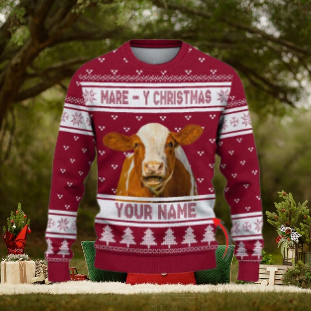 Hereford Mare Y Christmas Ugly Sweater Xmas, Custom Cow Ugly Sweatshirt Gift For Farmer Cow Lover Hereford Mare Y Christmas Ugly Sweater Xmas, Custom Cow Ugly Sweatshirt Gift For Farmer Cow Lover