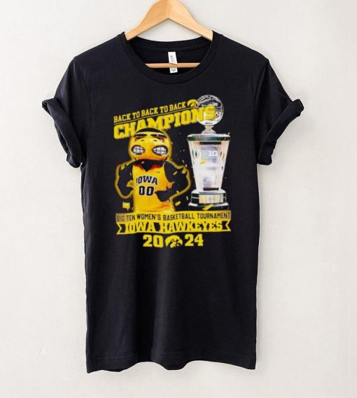 Herky the Hawk mascot Iowa Hawkeyes back to back to back Champions 2024 hoodie, sweater, longsleeve, shirt v-neck, t-shirt