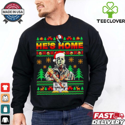 He’s Home Santa Michael Myers ugly Christmas shirt