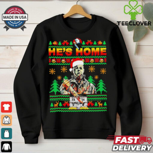 He’s Home Santa Michael Myers ugly Christmas shirt