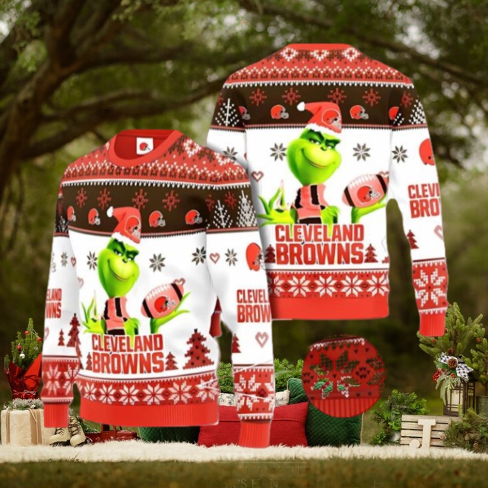 Cleveland Browns Grinch Ugly Christmas Sweater Xmas 3D Printed Christmas Sweater Gift