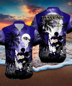 Baltimore Ravens NFL Team Logo Baby Yoda Hawaiian Shirt