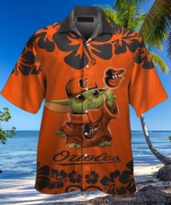 Hibiscus Baby Yoda Orioles Hawaiian Shirt – Tropical Charm For Baltimore Fans