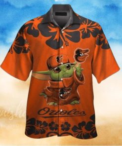 Hibiscus Baby Yoda Orioles Hawaiian Shirt – Tropical Charm For Baltimore Fans