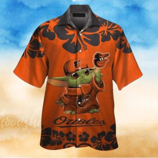 Hibiscus Baby Yoda Orioles Hawaiian Shirt – Tropical Charm For Baltimore Fans