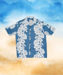 Hibiscus Monstera Panel Light Blue Rayon Men s Hawaiian Shirt