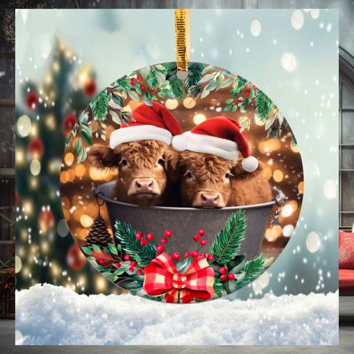 Highland Cow Christmas Ornament