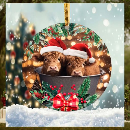 Highland Cow Christmas Ornament