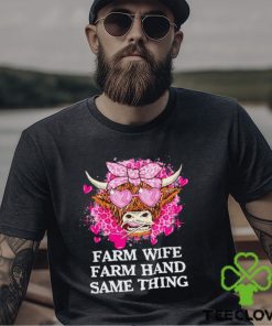 Highland Cow farm wife farm hand same thing Valentine shirt