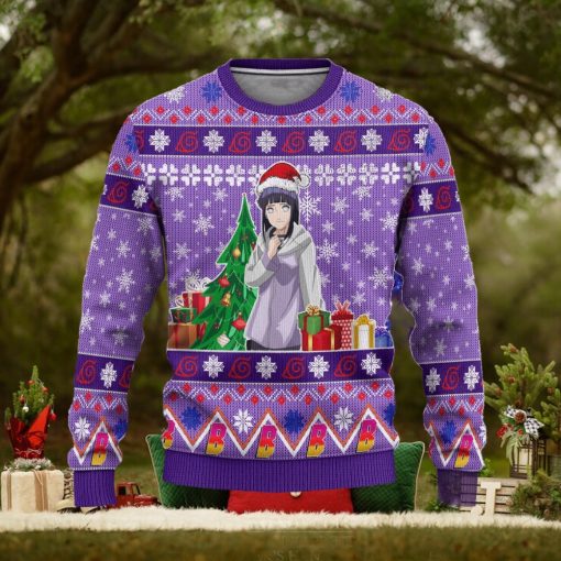 Hinata Uzumaki Anime Custom Boruto Xmas Women Mens Ugly Christmas 3D Knitted Sweater