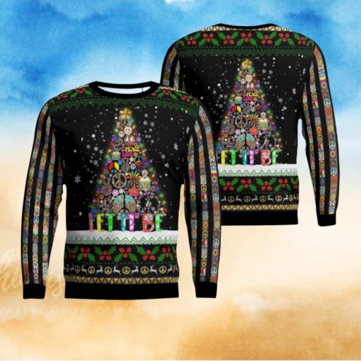 Hippie Let It Be Christmas AOP Ugly Sweater Xmas Christmas Gift