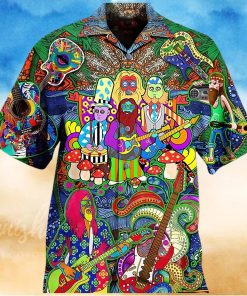 Hippie Music Electric Guitar Color Gifts Clothes Hawaiian Shirt