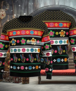 Hippie Peace Sign Ugly Christmas Sweater