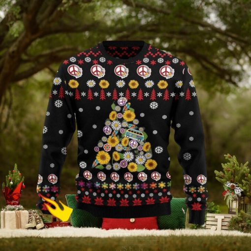 Hippie Sunflower Flower Of Life Christmas Ugly Sweater 3D