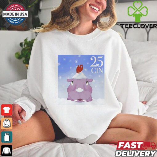 Hippo Fiona in the snow stamp 25 Cincinnati shirt