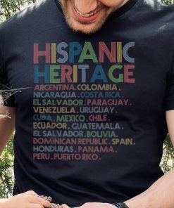 Hispanic Heritage Month Latino Countries Names Retro Vintage T Shirt