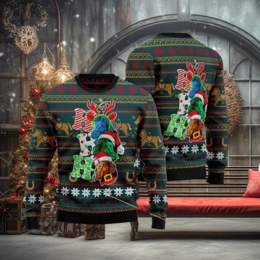 Ho Ho Ho Horse Christmas Ugly Wool Knitted Sweater
