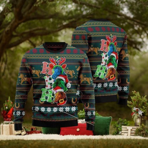 Ho Ho Ho Horse Christmas Ugly Wool Knitted Sweater