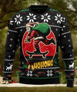 Ho Ho Ho Santa Claus Skateboard Ugly Christmas Sweater