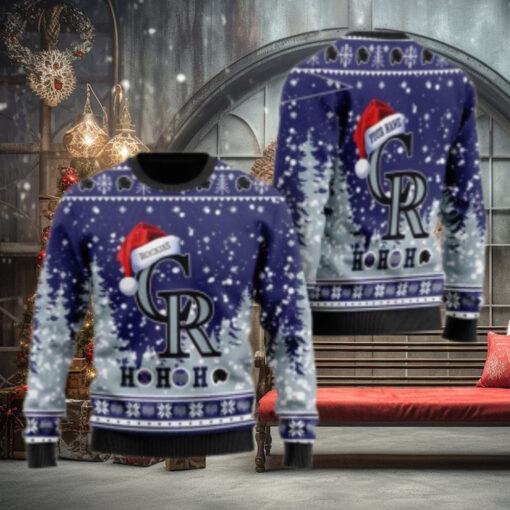 Ho Ho Ho Santa Hat Colorado Rockies Ugly Sweater Personalized