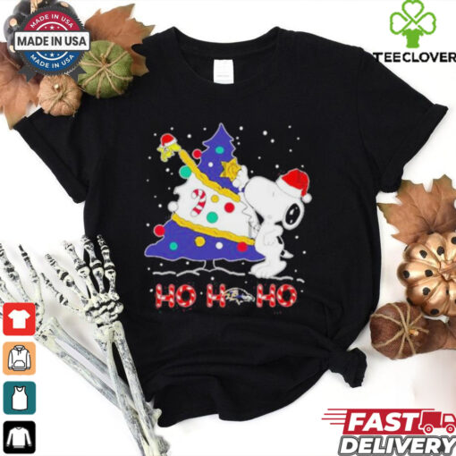 Ho Ho Ho Snoopy Woodstock Baltimore Ravens Christmas Tree Shirt