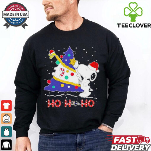 Ho Ho Ho Snoopy Woodstock Baltimore Ravens Christmas Tree Shirt