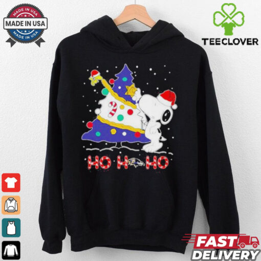 Ho Ho Ho Snoopy Woodstock Baltimore Ravens Christmas Tree Shirt