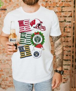 Ho Ho Ho Wisconsin Badgers, Milwaukee Bucks And Milwaukee Brewers Christmas Shirt