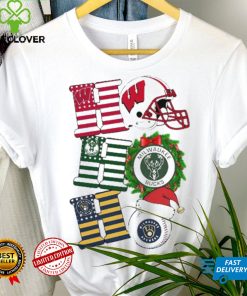 Ho Ho Ho Wisconsin Badgers, Milwaukee Bucks And Milwaukee Brewers Christmas Shirt