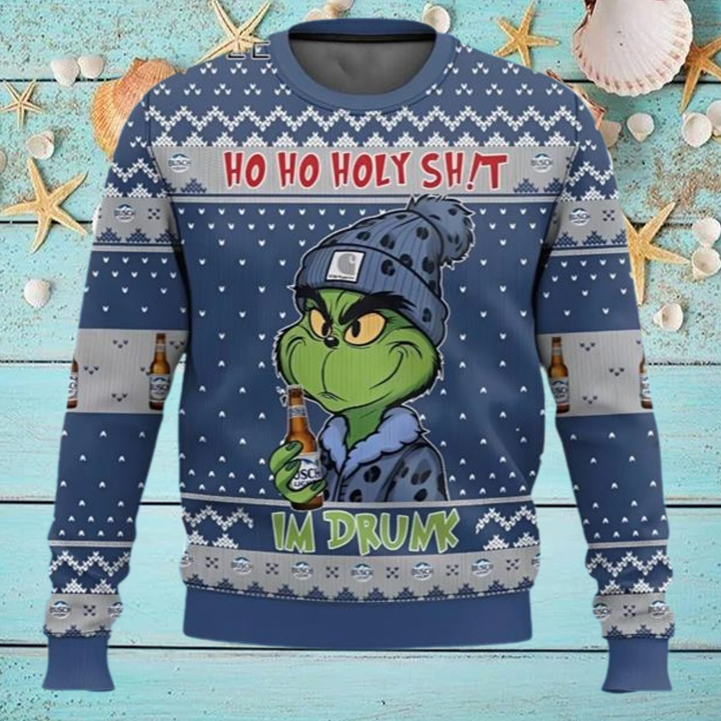 Ho Ho Holy Grinch I’m Drunk Busch Light Ugly Christmas Sweater Ho Ho Holy Grinch I’m Drunk Busch Light Ugly Christmas Sweater