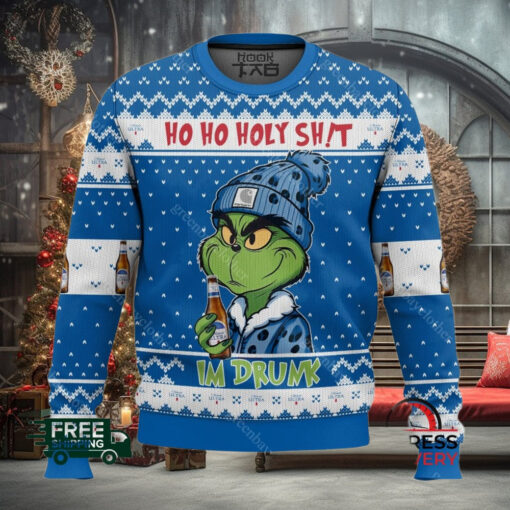 Ho Ho Holy Sh!t Im Drunk Michelob Ultra Grinch Ugly Christmas Sweater