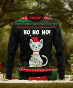 Ho Ho No Cute Cat Funny Ugly Christmas Sweater