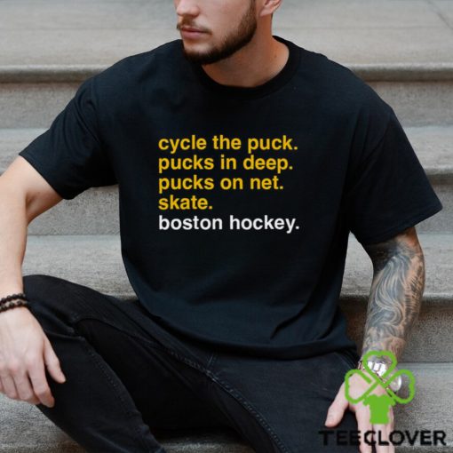 Hockey Checklist Cycle The Puck Pucks In Deep Pucks On Net Skate Boston Hockey Shirt