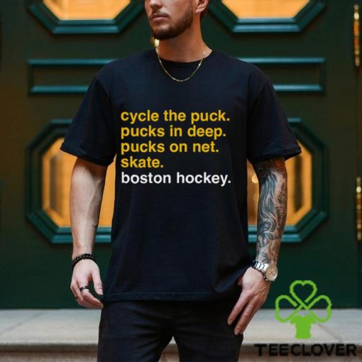 Hockey Checklist Cycle The Puck Pucks In Deep Pucks On Net Skate Boston Hockey Shirt